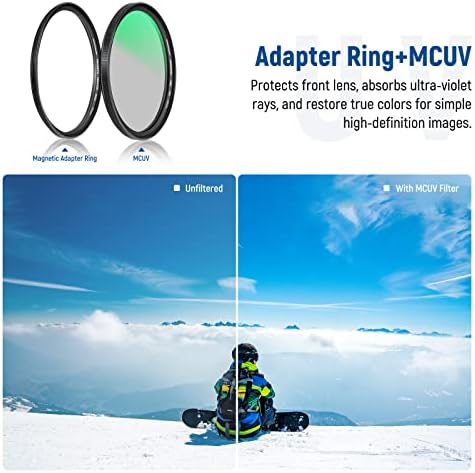 NEEWER 62mm 4 em 1 Filtro de filtro de lente magnética, inclui densidade neutra ND1000+MCUV+CPL+RING ADAPTOR com revestimento de