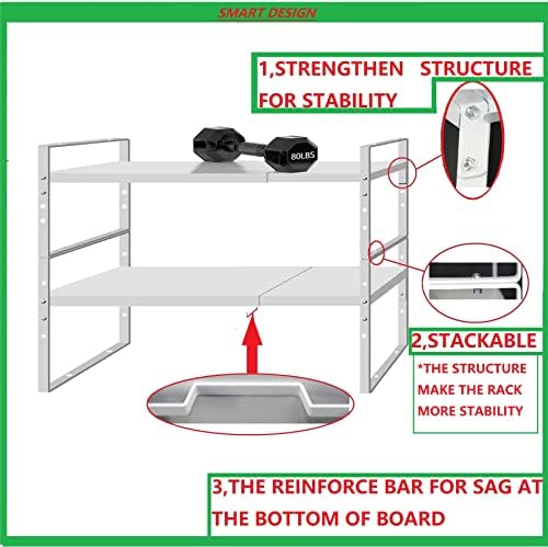 Jojocross expansível organizador de prateleira de armário de rack de especiarias empilháveis ​​em armário de cabines de cozinha