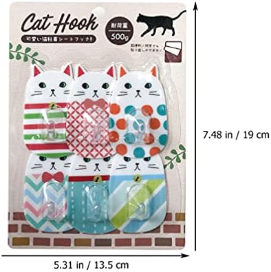 Cabilock toalha ganchos de roupas de metal rack de 6pcs ganchos de parede adesivo desenho animado gato forma ganchos sem costura ganchos de banheiro pesado para saco de quarto de cozinha as teclas de toalha