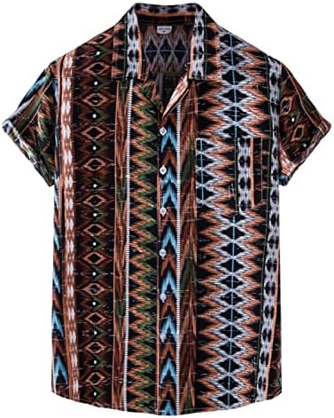 Camisas havaianas ubst para homens, verão de manga curta para baixo camiseta tropical boho impressão relaxada fit pra
