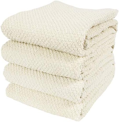 Conjunto doméstico KAF de 4 toalhas de cozinha de pipoca de luxo | 18 x 28 polegadas | Toalhas de prato de cozinha algodão