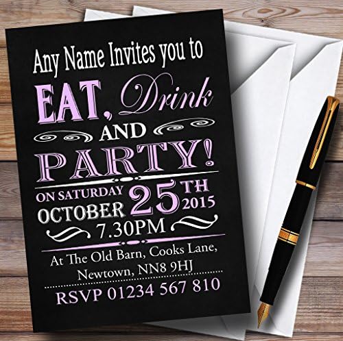 O card zoo vintage lilás e uma festa de aniversário de giz branco convites personalizados