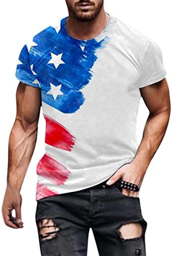 HDDK 4 de julho Soldier Short Sleeve T-shirts para homens, bandeira dos EUA Prind Print Summer Athletic Muscle Patriot Tee Tops