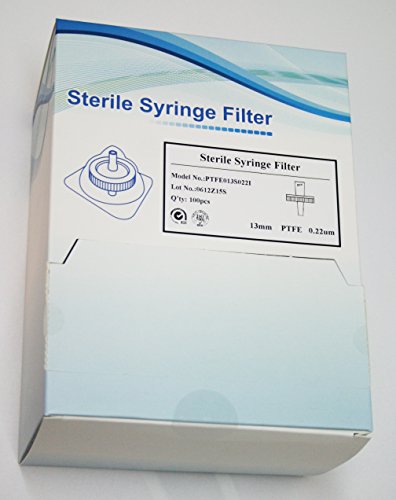 Eco -Sensa® PTFE013S022I PTFE hidrofílico PTFE 13mm 0,22um Filtro de seringa - esterilizado embalado individualmente - 10 PCs