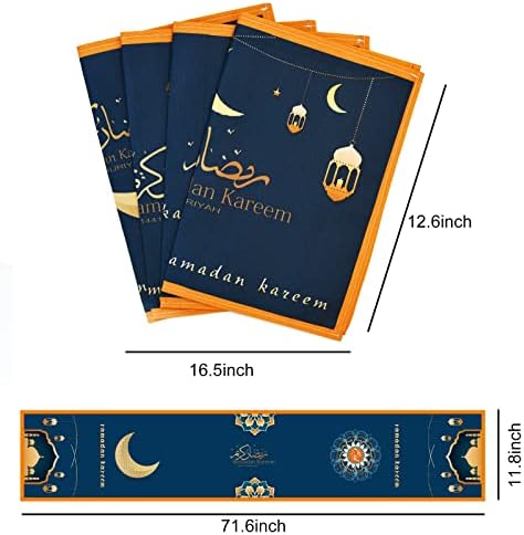 Xiyao 5 pacote decorações de festas Ramadã Conjuntos de tabela de mesa Eid Mubarak Ramadã Placemats Eid al-Fitr Decors