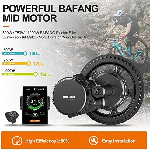 Kit de motor de tração média Bafang: 48V 750W 500W 52V 1000W Kit de conversão de bicicleta elétrica de montagem média