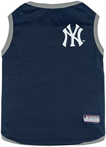 Animais de estimação MLB New York Yankees Camiseta reversível, x-small para cães e gatos. Com o logotipo da equipe vem com