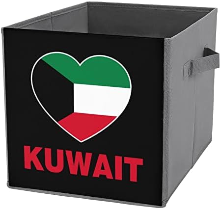 Kuwait Heart Grandes Cubos Bins de armazenamento de armazenamento Caixa de armazenamento de lona Organizadores do armário para prateleiras