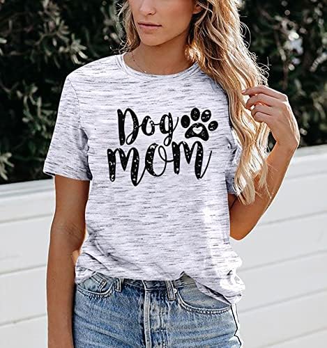 Camisetas para mamãe para cães para mulheres engraçadas pata de cachorro impressão gráfica de manga curta o pescoço mamãe camisa
