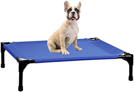 Cama de cachorro elevada-cama de cachorro elevada para cães médios pequenos, pés sem escorregamento, azul