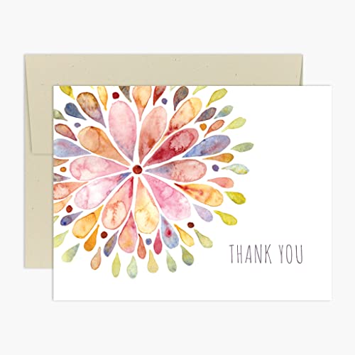 Palmer Street Press Notas de agradecimento com envelopes Set - Watercolor Flower Burst Set Agradece