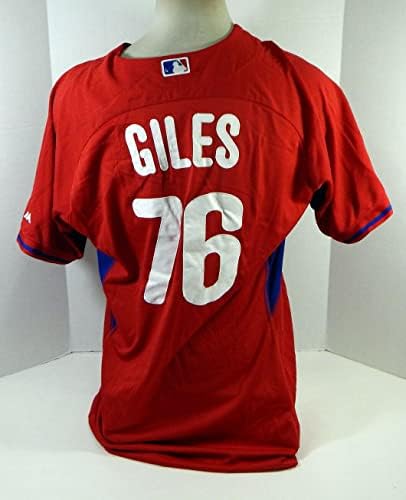 2014-15 Philadelphia Phillies Ken Giles 76 Game usou Red Jersey ST BP 48 586 - Jogo usado MLB Jerseys