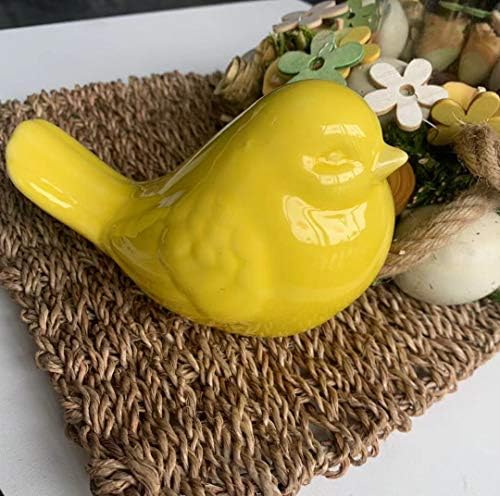 Yangmei nova estátua amarela de pássaro cerâmica estatueta para casa em casa decoração externa pássaros animais modelo decoração de