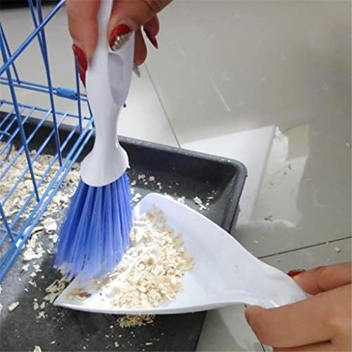N/A Mini -Dustpan e pincel conjunto de pincel Blue Hand Brassoming Brush para gaiola de estimação Ferramenta de limpeza de animais
