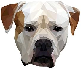 American Bulldog, placa de cerâmica de lápide com uma imagem de um cachorro, geométrico