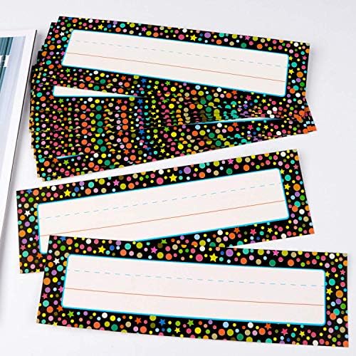 Pacote de 50 placas de nomes de mesa, Yoklili Confetti Nome da escola Tags para mesas de sala de aula, 3 x 10 polegadas