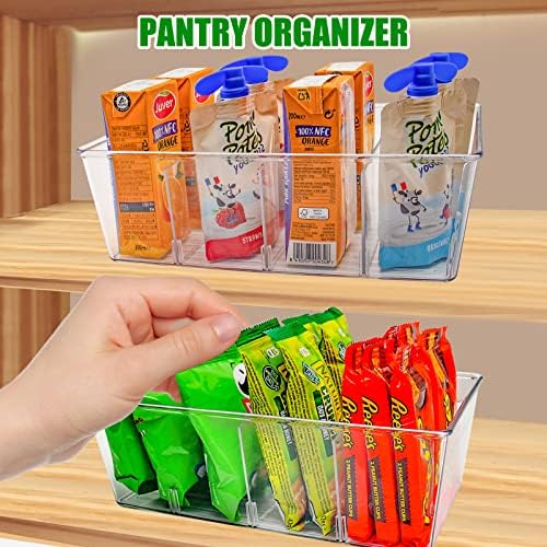 EOOCH Home Pantry Organizador - 4 Pacote de caixas de organizador de geladeira transparente, organização de despensa e caixas