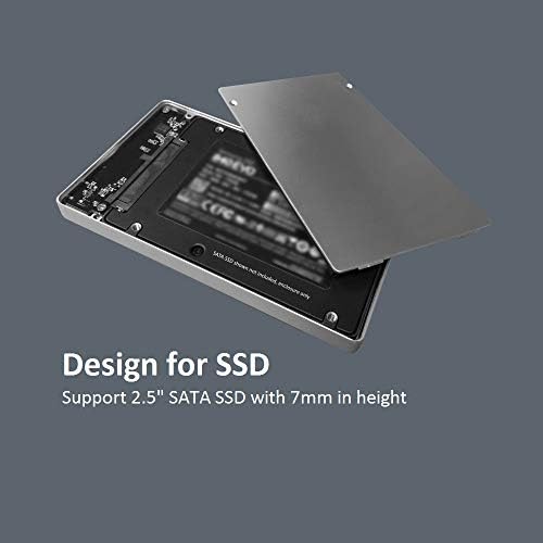 Vantec 2,5 SATA SSD para USB 3.1 Gen 2 Gabinete C Tipo C com cabo tipo C a C, tamanho do bolso, prata