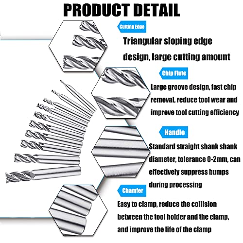 Utoolmart 1/8 polegadas haste de 1,5 mm x 6mm de carboneto de carboneto de nariz liso Mill Cutter CNC Bits 2 flauta para acrílico