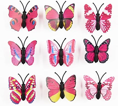 Lymoh Simulação Butterfly 3D estereoscópico de 4cm de decoração de decoração de casa Adere acessórios de borboleta artesanato de plástico