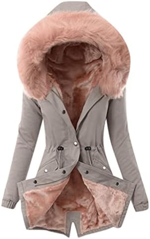 FOVIGUO PLUS TAMANHA TAMANHO PARA MULHERES, Trabalho casual de inverno e tamanho Parka para mulheres de manga comprida Lace grossa com capuz