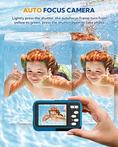 Câmera subaquática, câmera digital à prova d'água de 48MP de 48MP com telas duplas de selfie HD, câmera de 11 pés de 11 pés de zoom