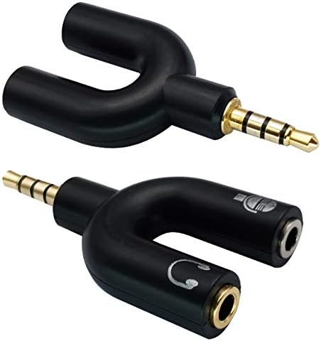AAOTOKK 3,5 mm fone de ouvido Y Adaptador de divisor de ouro 4 Pólo de 3,5 mm para o fone de ouvido de 3,5 mm+Microfone