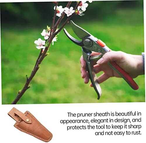 PUNER Holster Leather Hand Bainha Garden Pellers Scissors Holder com tesoura de couro SNAP Conjunto de 2pcs.