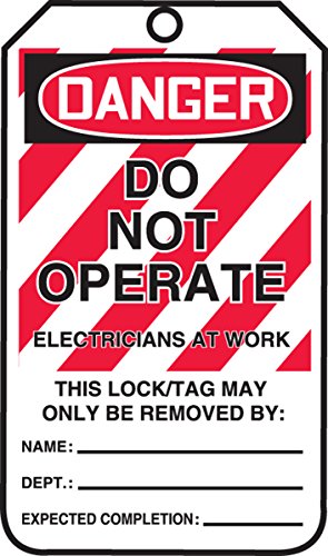 Accuform a tags de bloqueio, pacote de 5, não opera eletricistas no trabalho, os EUA fizeram tags compatíveis com a OSHA, PF-cardstock