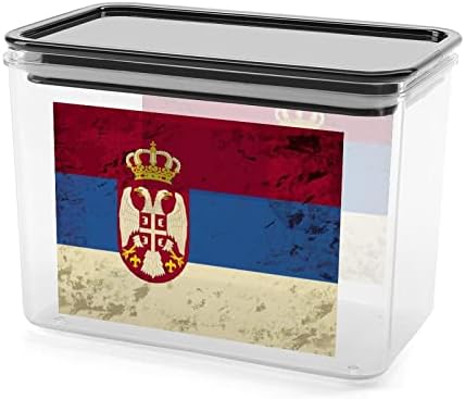 Contêineres de armazenamento sérvio de bandeira sérvia vintage caixa de plástico transparente com tampas reutilizáveis ​​para lanches