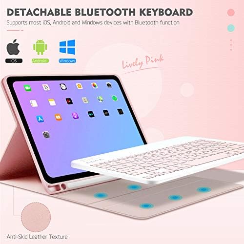 Capa de teclado ABEIFAN para iPad 10.5 iPad Air 3 10.5 2019 3rd Gen iPad Pro 10.5 2017 - teclado sem fio destacável com porta -lápis Pink