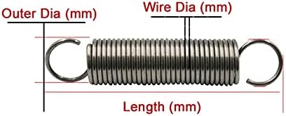 Reposição de mola de tensão metálica 1pcs diâmetro de extensão de extensão diâmetro de mola de 1,8 mm de diâmetro externo 12 mm/14 mm/18mm de comprimento 40 mm-500 mm de mola para ferramentas diy