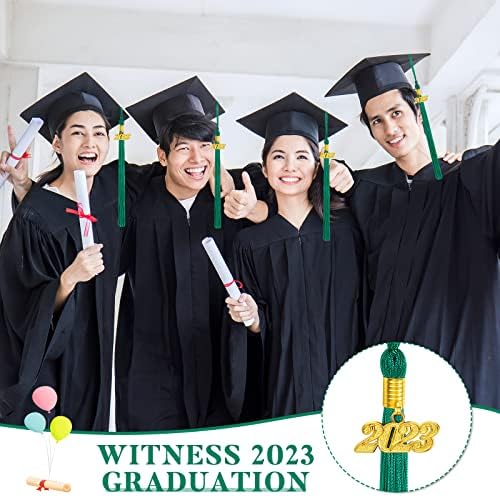 20 PCS 2023 Taxada de formatura com queda de data de ouro, 2023 Capro de tamel de tamel de graduação para decoração
