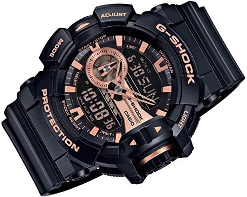 Casio XL G-Shock Quartz Sport Watch com cinta de plástico, 18,3 Black/Rose Gold