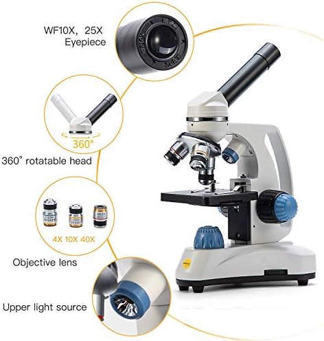 Microscópio de estudante composto Swift SW150 com câmera ocular e lâminas de microscópio preparadas para 25pc e kit de lâminas de microscópio