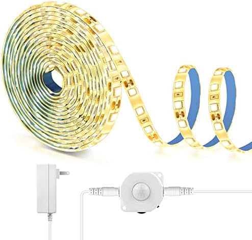 Sensor de movimento chnmalitai sob luzes do gabinete, faixa de LED flexível com adaptador de energia, faixa de luz LED à prova d'água de 6,56 pés para quarto, guarda -roupa, armário, escada