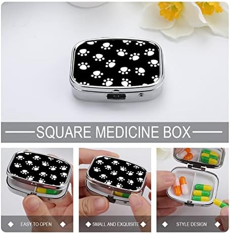 Caixa de pílula animal pata de cachorro impressa em forma de moldura quadrada caixa de comprimidos portátil Pillbox