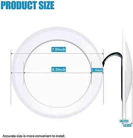 Luzes de disco LED de LED reduzíveis de 10 polegadas ecoeler, 16,5w, devagar o teto de montagem, a luz do dia, 5000k