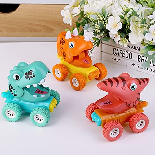 Yutin Baby Dinosaur Toy Cars para 1 2 crianças de 3 anos, imprensa de 3 pacote e caminhões dinos