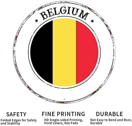 Belgium nacional bandeira de metal sinais de parede decoração de arte de alumínio signo de lata redonda de metal signo de ferrugem gastronômica