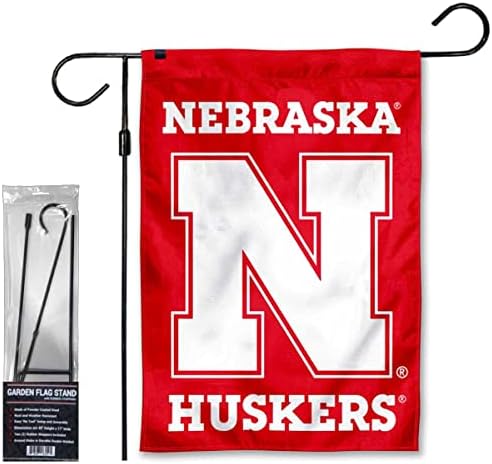 Nebraska Huskers Red N Logot Garden Garden e bandeira do suporte do suporte de bandeira Conjunto de bandeira