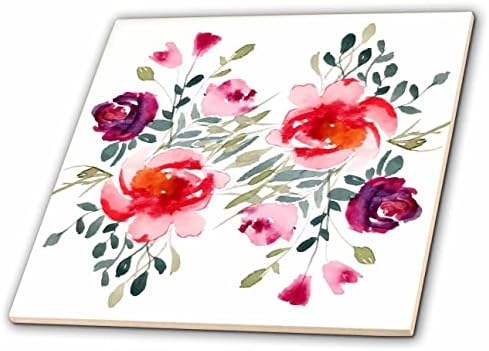 3drose 3drose mahwish - estampa de flor - imagem de flores de rosa vermelha e rosa - azulejos