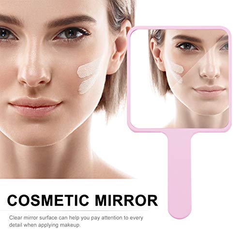 Lurrose Handheld Mirror, espelho de maquiagem com espelho cosmético de mão dupla face para barbear salão de maquiagem