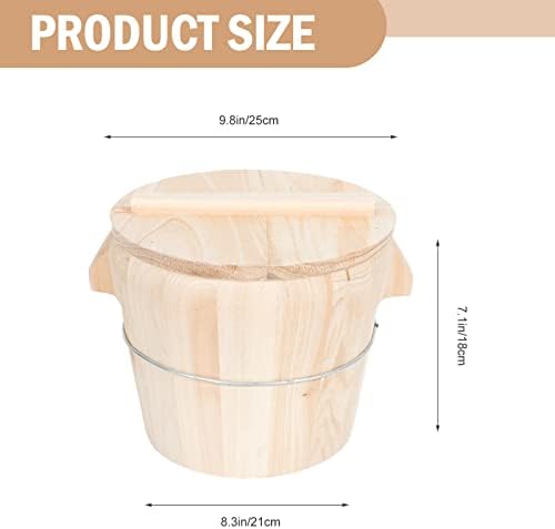 Vapor asiático 1 conjunto de arroz de arroz de madeira de madeira serve o recipiente de sauna artesanal com balde de arroz