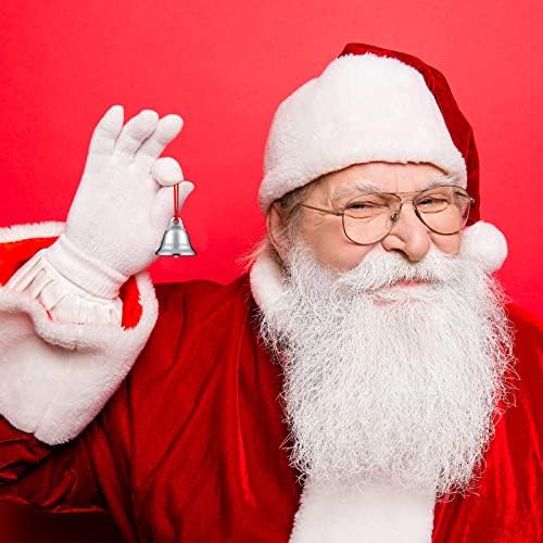 Pacote de 24 pacote de 1,5 polegada Bells de Natal do Papai Noel Sleigh Bell Christmas Believe Silver Ornament Pried Bell com fita vermelha para decoração da casa da árvore de Natal, 12 estilos