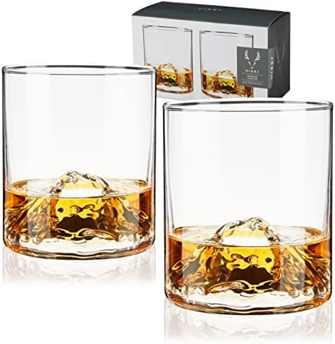 Viski Mountain Decanter & Tumbler Gift Greet, barra de cristal sem chumbo, conjunto de 1 decantador e 2 copos, decantador