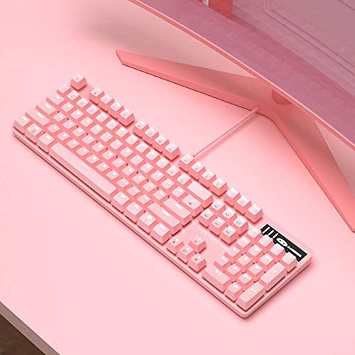 Teclado de teclado USB com fio USB do Magegee Pink Gaming, nova tempestade mecânica ajustável do teclado Backlight Splash Itimal for PC/Laptop/Mac Game