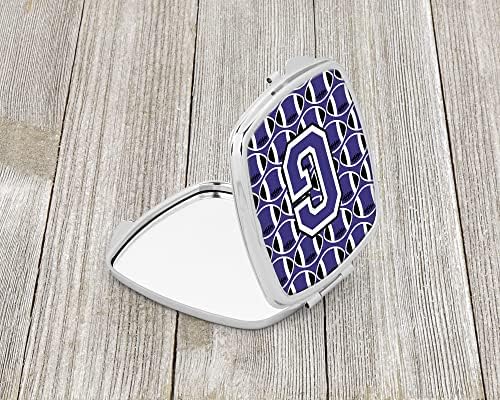 Tesouros de Caroline CJ1068-GSCM GSHETRO DE FUTEBOL GOOTBOL Purple e White Compact Mirror, espelho de maquiagem de viagem decorativa