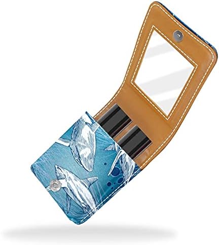 Caixa de batom com espelho Sketch Shark Bubble Lip Gloss Suports portátil Batom Batom Storage Bolsa de maquiagem Mini Cosmético Bolsa de Cosmética segura 3 Lipstick