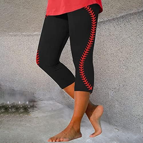 Leggings de ioga de treino de impressão de beisebol para mulheres de cintura alta perneiras Ultra Mold mole escovadas